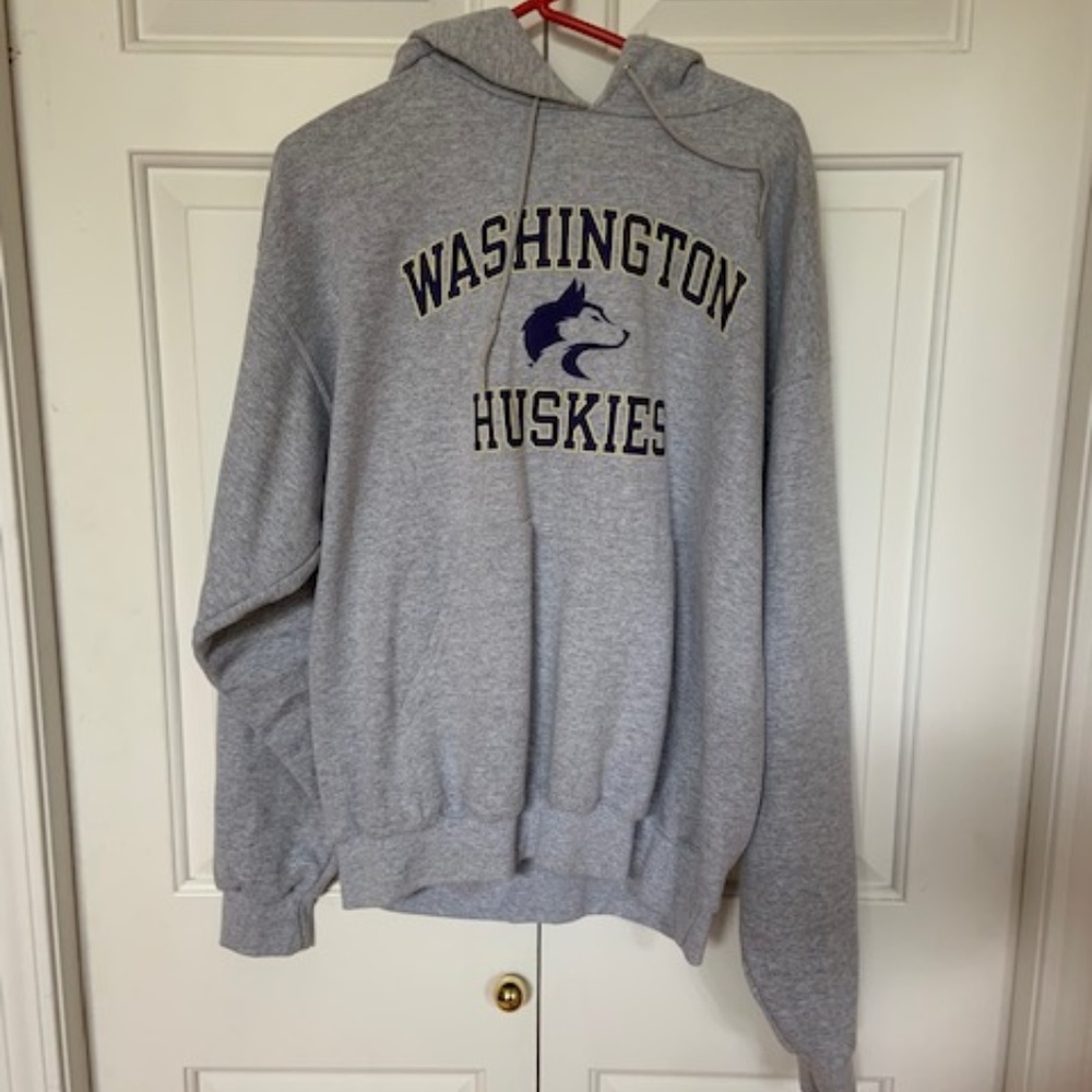 CHAMPION HOODED PULL OVER SWEAT SHIRT U OF W